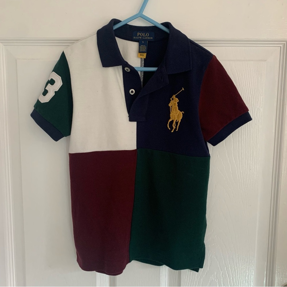 Ralph‎ Lauren Kids Polo Color Block Rugby Shirt Size 5